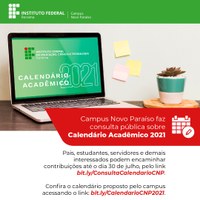 Campus Novo Paraíso faz consulta pública sobre Calendário Acadêmico 2021