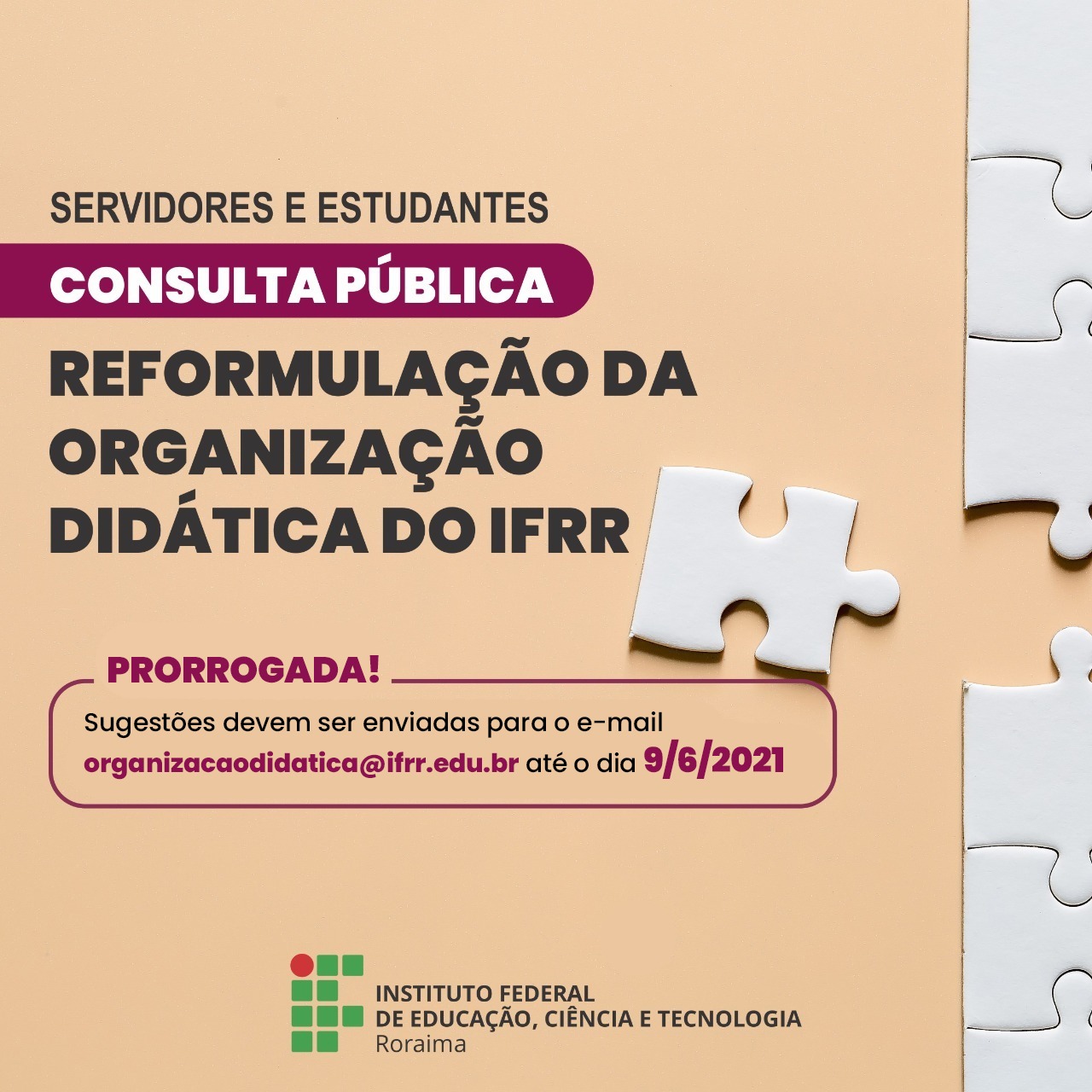 Prazo para envio de contribuições para a nova Organização Didática do IFRR vai até 9 de junho